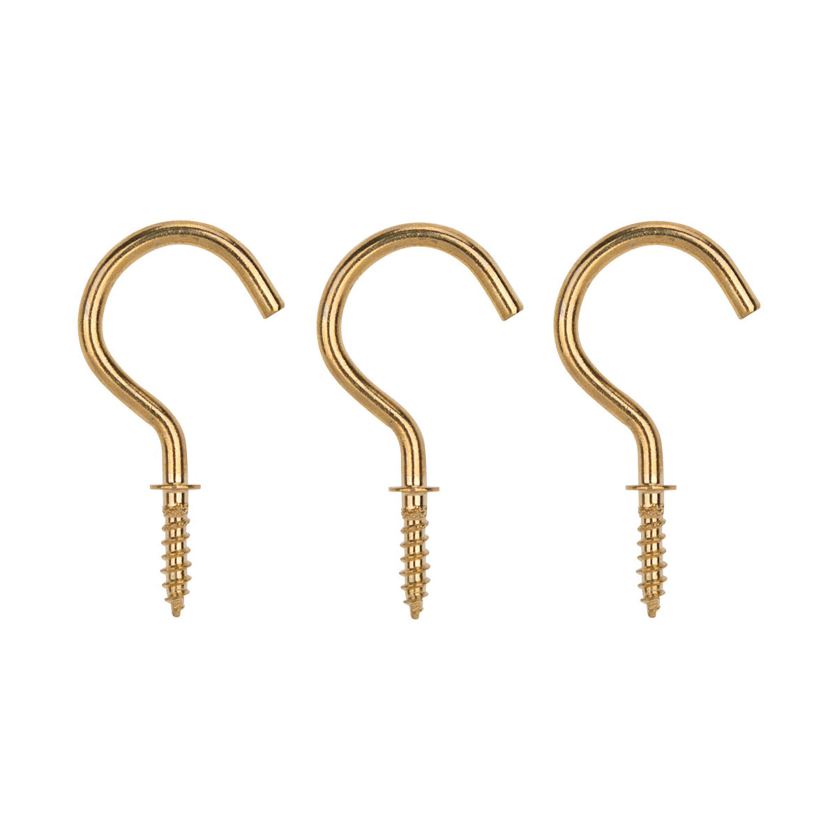 PH-122315-PS Cup Hook, 5/32 in Thread, 46 mm L, Brass, Brass Plated
