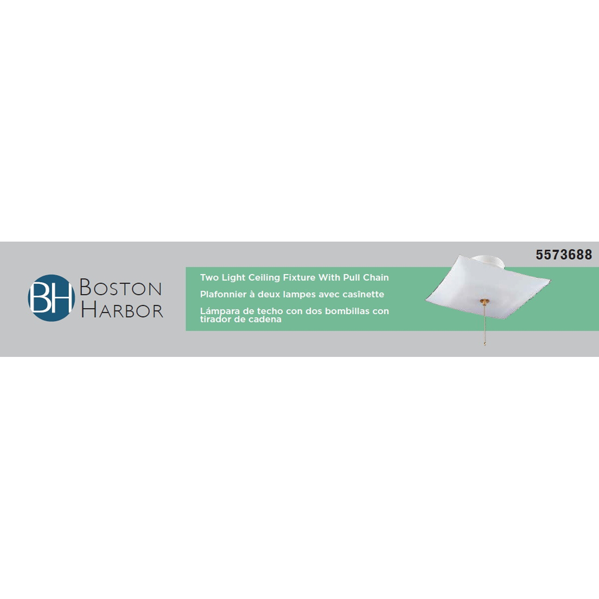 Boston Harbor F98WH02SW-1264H3L Two Light Ceiling Fixture With Pull Chain, 60 W, CFL Lamp - 3