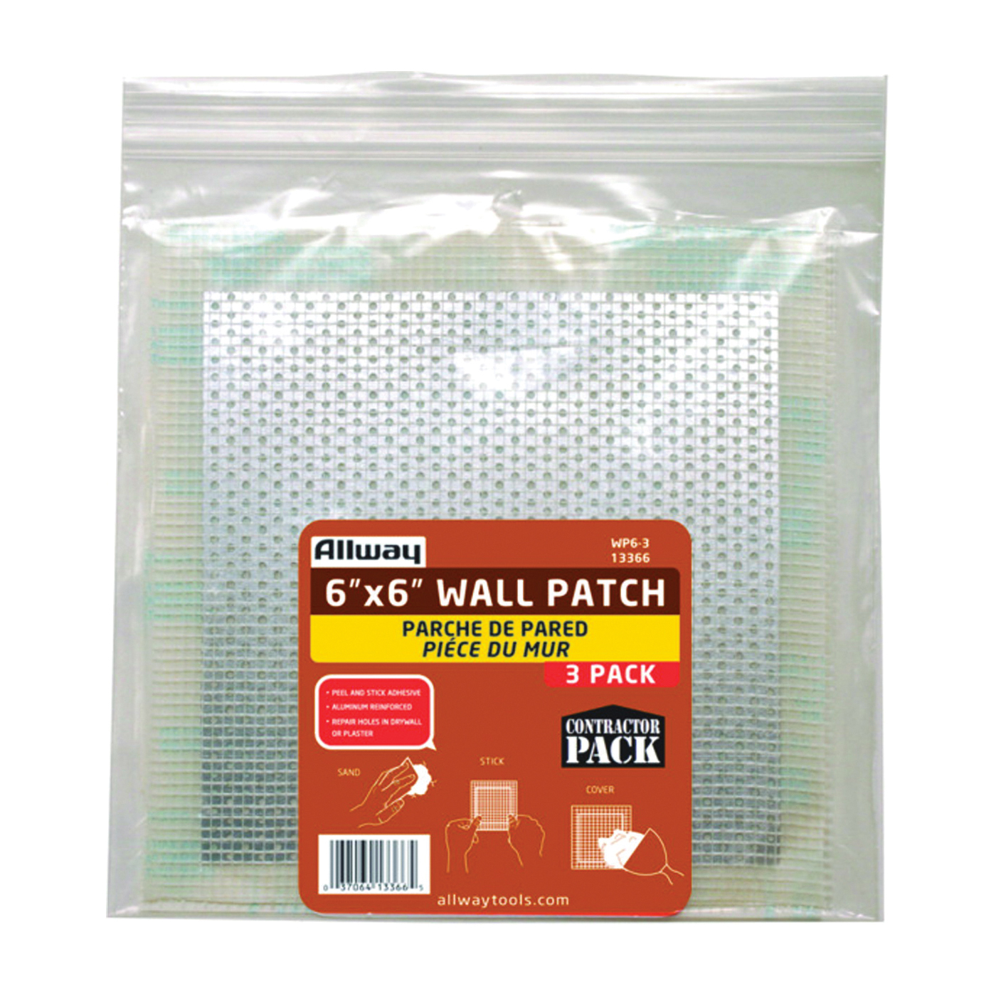 ALLWAY WP6-3 Drywall Patch, 6 x 6 in Dimensions