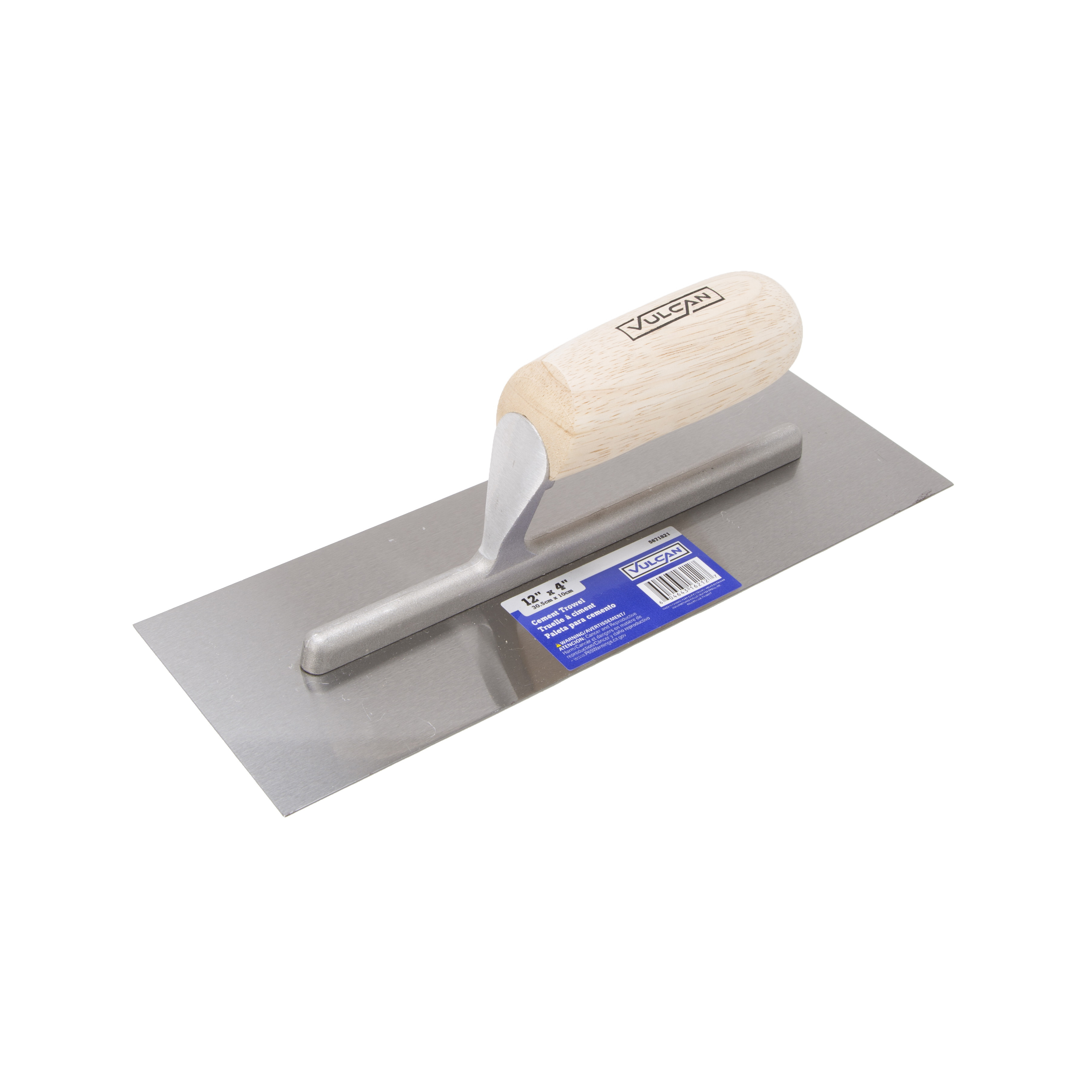16212 Cement Trowel, 12 in L Blade, 4 in W Blade, Right Angle End, Ergonomic Handle, Wood Handle