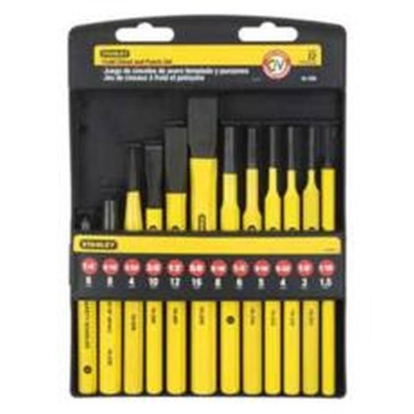 Punch and Chisel Kit, Stanley, Steel, Powder-Coated, 12pc - 1