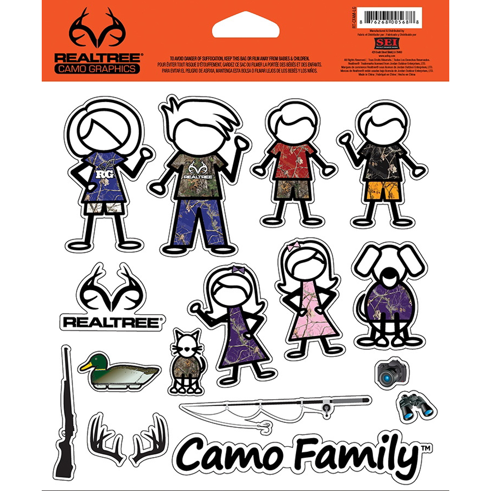 REALTREE RT-CFAM-LG Decal Set, Camo Family, Vinyl Adhesive - 2