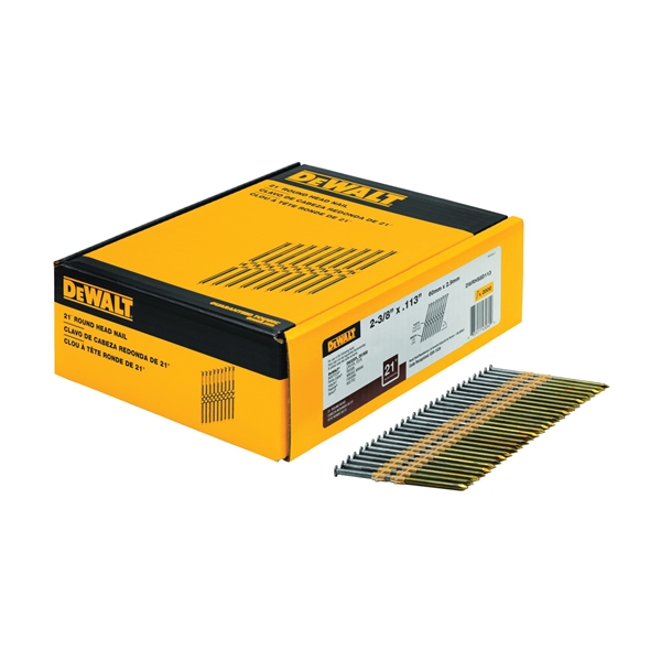 DEWALT DWRHS8D113 Series Framing Nail, Plastic Strip Collation, 2-3/8 in L, 9 Gauge, Steel, Bright, 0.11 in Diameter