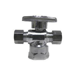 PP20056LF Stop Valve, 1/2 x 3/8 x 1/4 in Connection, FIP x Compression x Compression, Brass Body