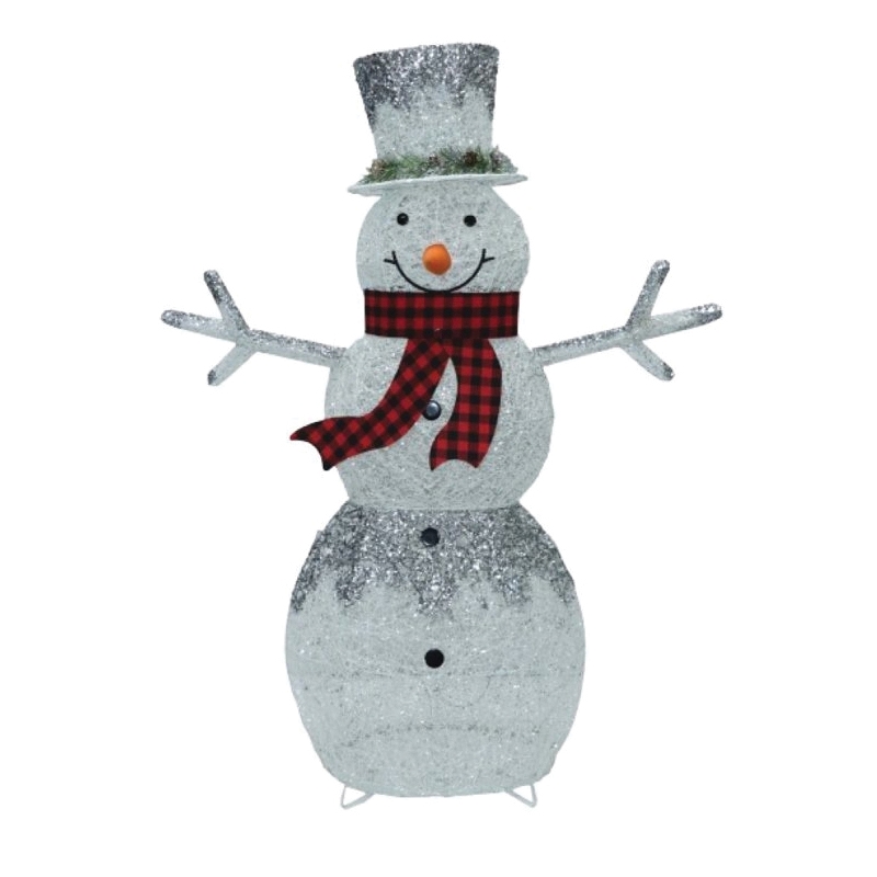 56920 Pre-Lit Glitter Frosted Snowman, White, LED, Internal Light