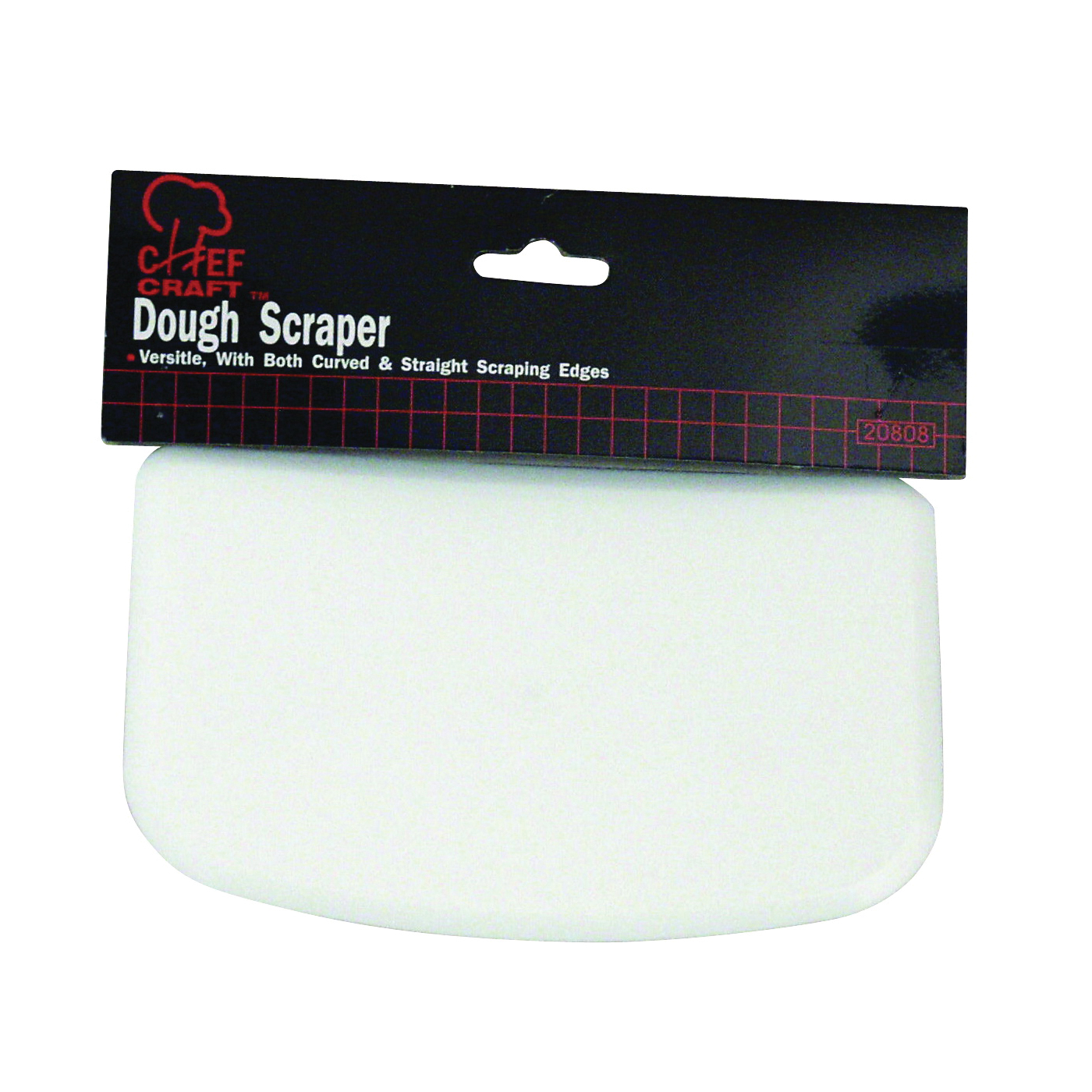 Chef Craft 20808 Dough Scraper, 6 in L, 4 in W, Plastic, White