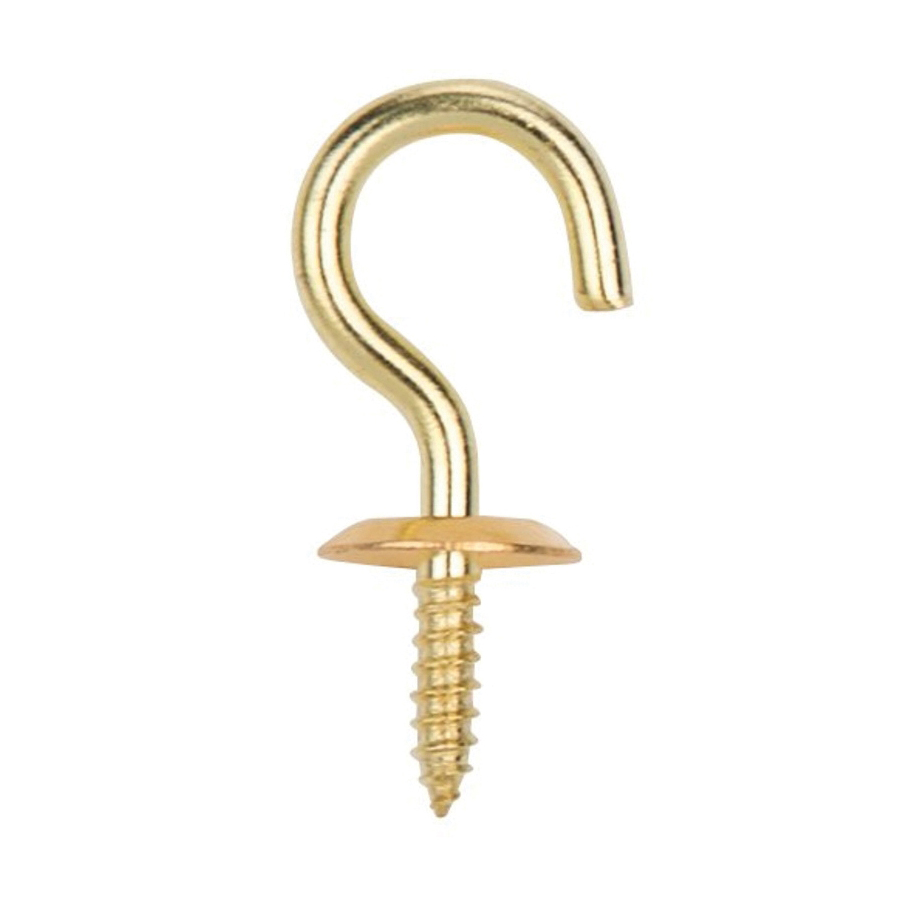 Cup Hook LR-390-PS, 5/16 in Opening, 3 mm Thread, 1-1/8 in L, Brass, Brass