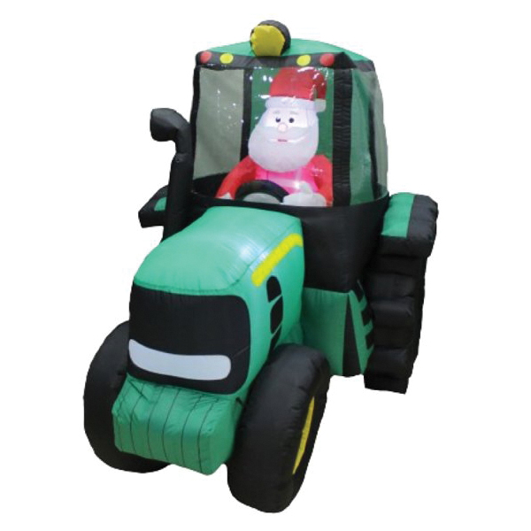 90944 Inflatable Tractor, 5 ft, Polyester, Green, Internal Light/Music: Internal Light