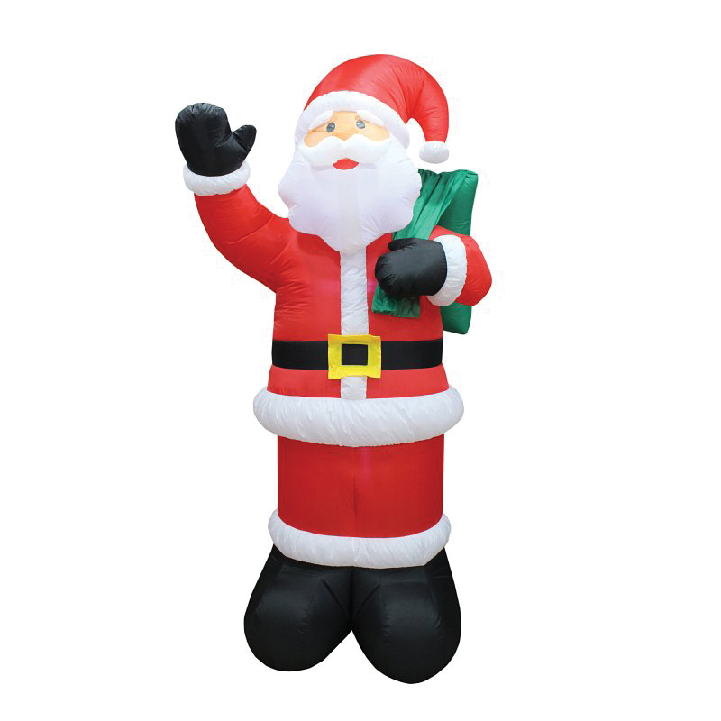 90951 Inflatable Waving Santa, 8 ft, Polyester, Red, Internal Light/Music: Internal Light