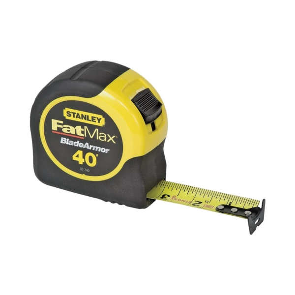 33-740L Tape Measure, 40 ft L Blade, 1-1/4 in W Blade, Steel Blade, ABS Case, Black/Yellow Case