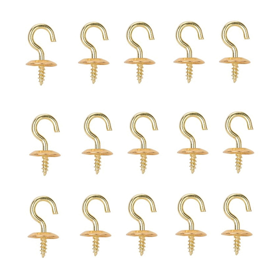 Cup Hook LR-388-PS, 3/16 in Opening, 2.5 mm Thread, 3/4 in L, Brass, Brass