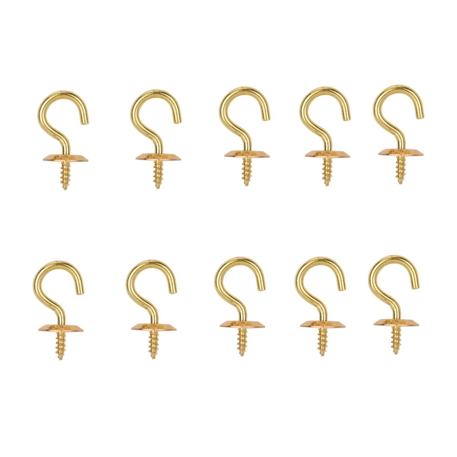LR-389-PS Cup Hook, 9/32 in Opening, 2.5 mm Thread, 5/8 in L, Brass, Brass