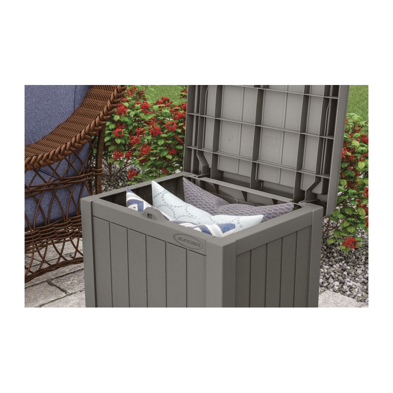 Suncast SS601ST Deck Box with Storage Seat, 22 in W, 17 in D, 20-1/2 in H, Resin, Stoney - 2