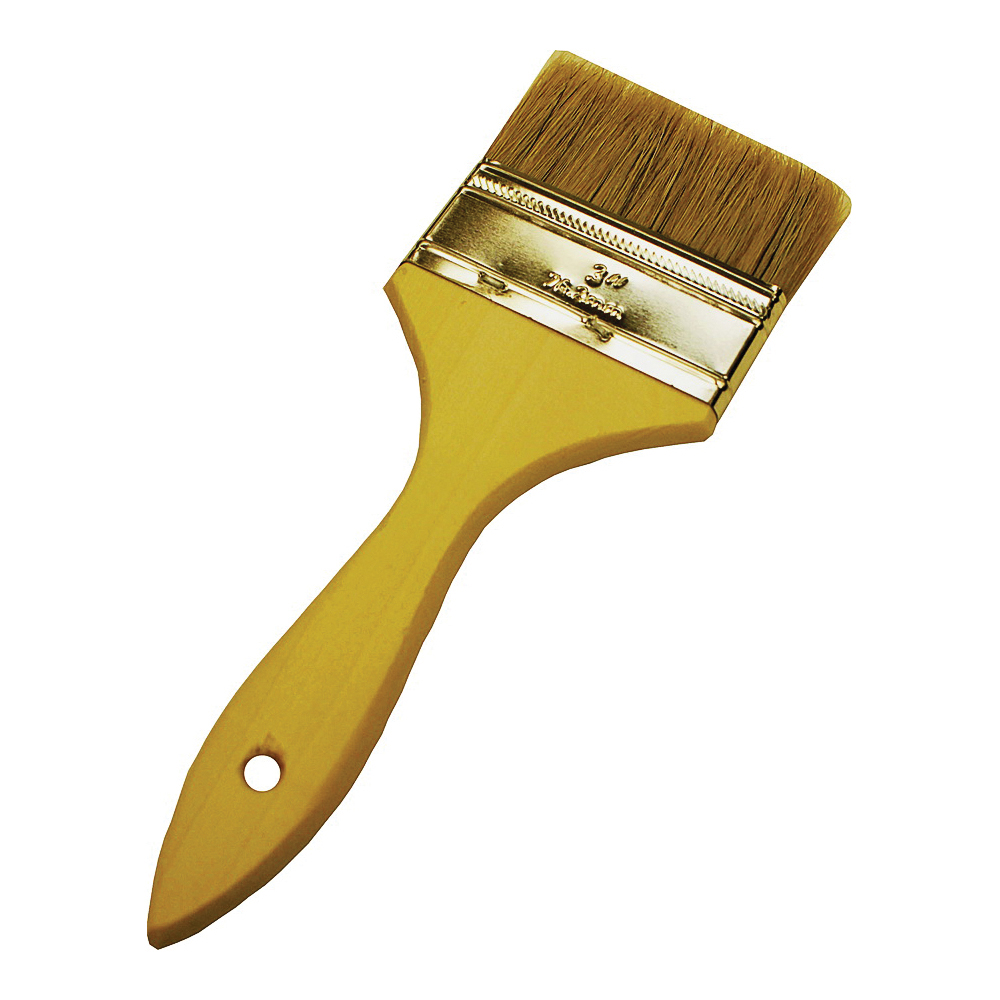 Wooster F5117-3 Paint Brush, 3 in W, 1-11/16 in L Bristle, Soft Natural China Bristle, Plain-Grip Handle