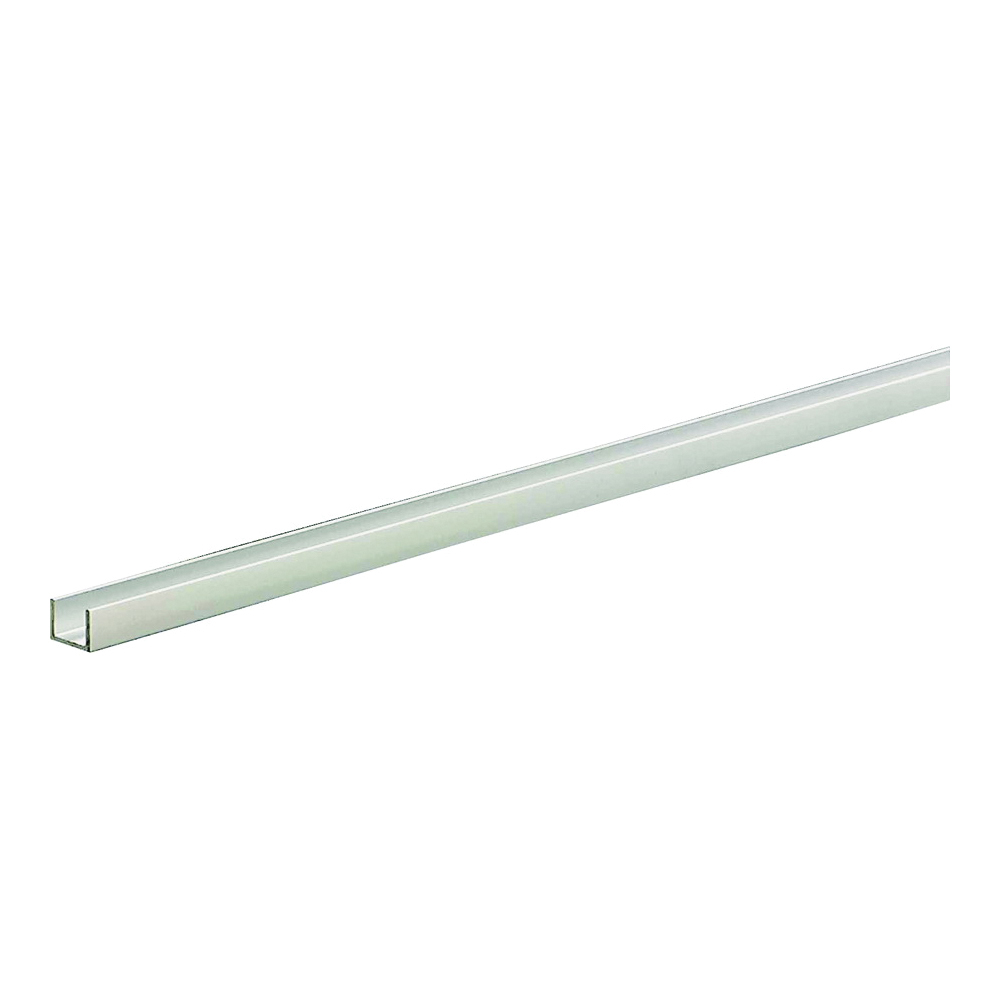 M-D 61242 Channel, Silver, 1/2 in Leg, 72 in L, 1/16 in Thick, Aluminum, Mill