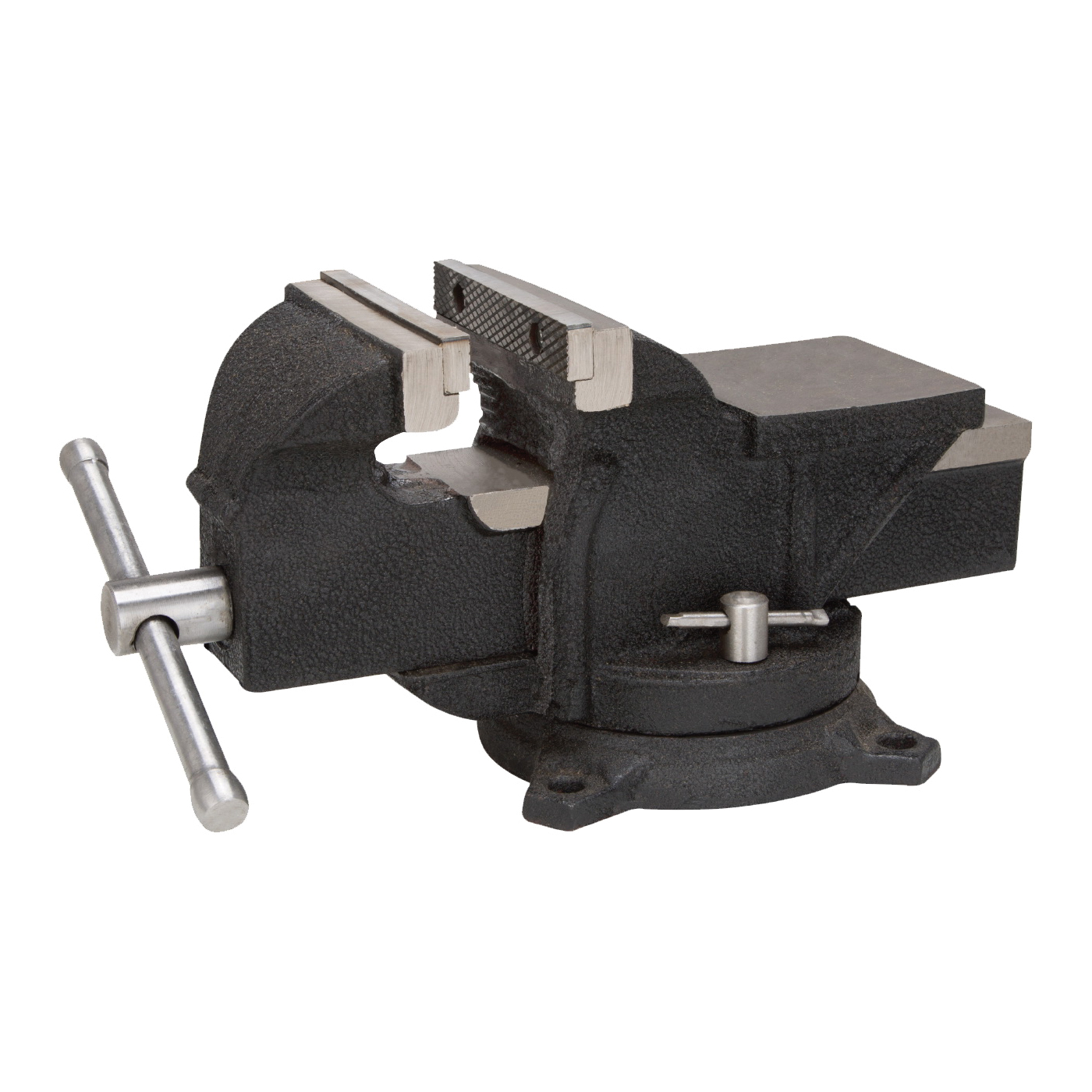 JL25012 Bench Vise, 5 in Jaw Opening, 3/8 in W Jaw, 2.5 in D Throat, Cast Iron Steel, Serrated Jaw