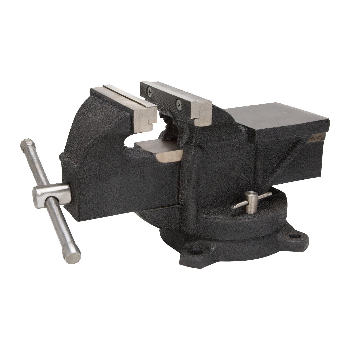 JL25013 Bench Vise, 6 in Jaw Opening, 1/2 in W Jaw, 3 in D Throat, Cast Iron Steel, Serrated Jaw