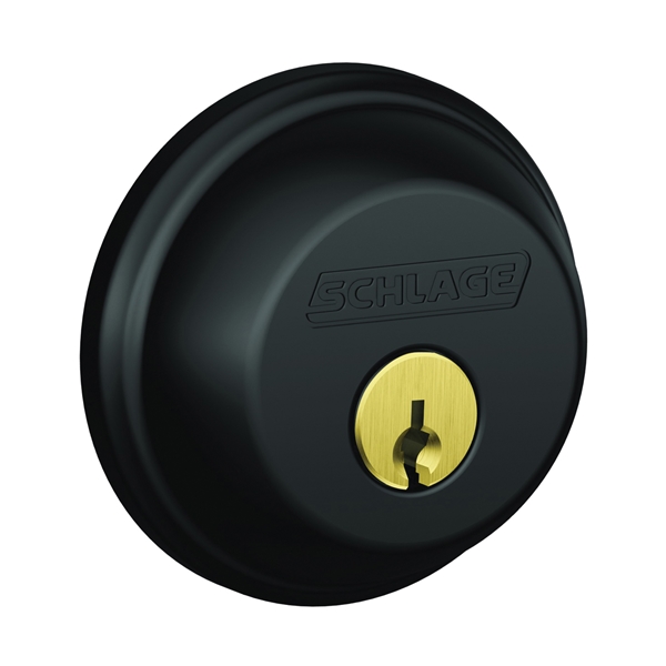 B60622 Deadbolt, 1 Grade, SC1 Key, Metal, Matte Black, 2-3/8, 2-3/4 in Backset, C Keyway