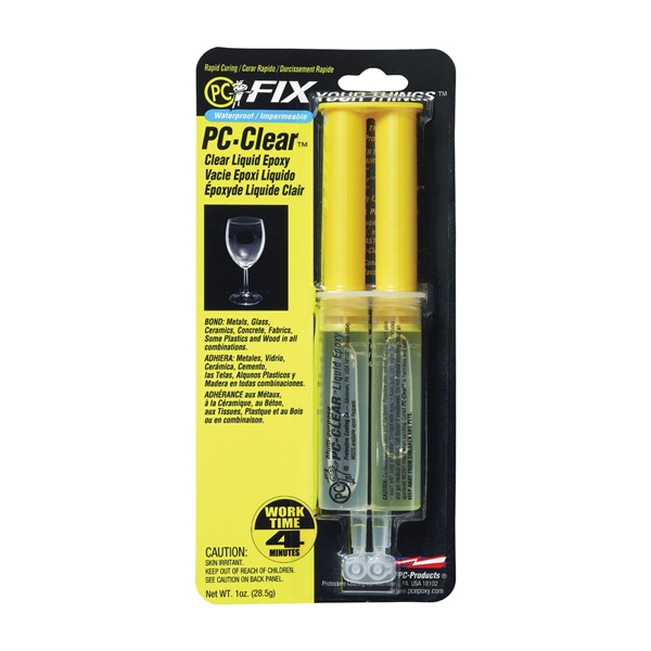 PC-CLEAR 70147 Epoxy Adhesive, Clear, Liquid, 1 oz, Syringe