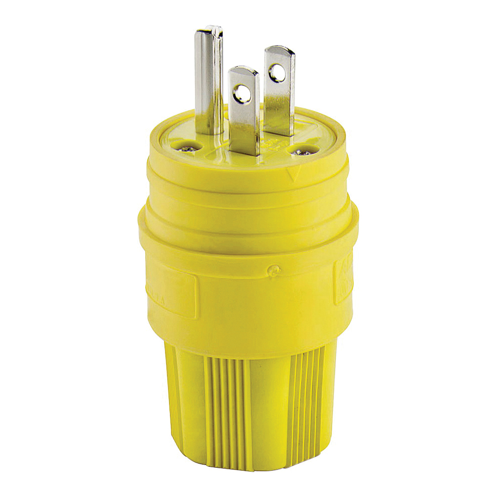 14W47-K Electrical Plug, 2 -Pole, 15 A, 125 V, IP66, NEMA: NEMA 5-15, Yellow