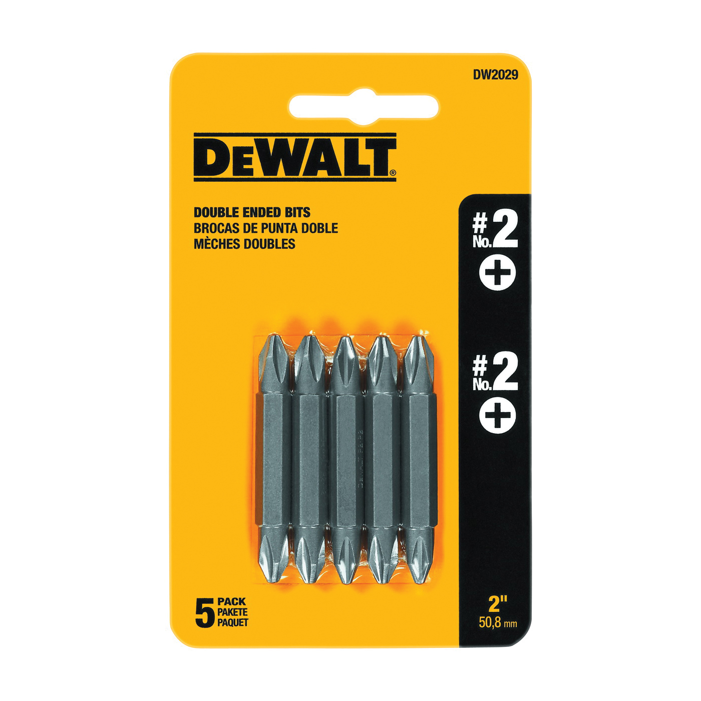 DW2029 Screwdriver Bit, #2 Drive, Phillips Drive, 1/4 in Shank, Hex Shank, 2 in L, Steel