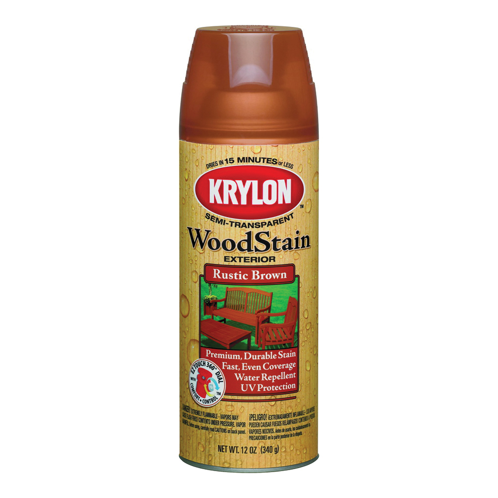 K03603000 Wood Stain, Rustic Brown, Liquid, 12 oz, Aerosol Can