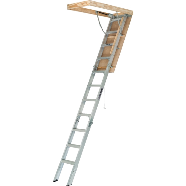 Elite Series FTAA2510 Fire-Treated Attic Ladder, 7 ft 8 in to 10 ft 3 in H Ceiling, 11-Step, 375 lb