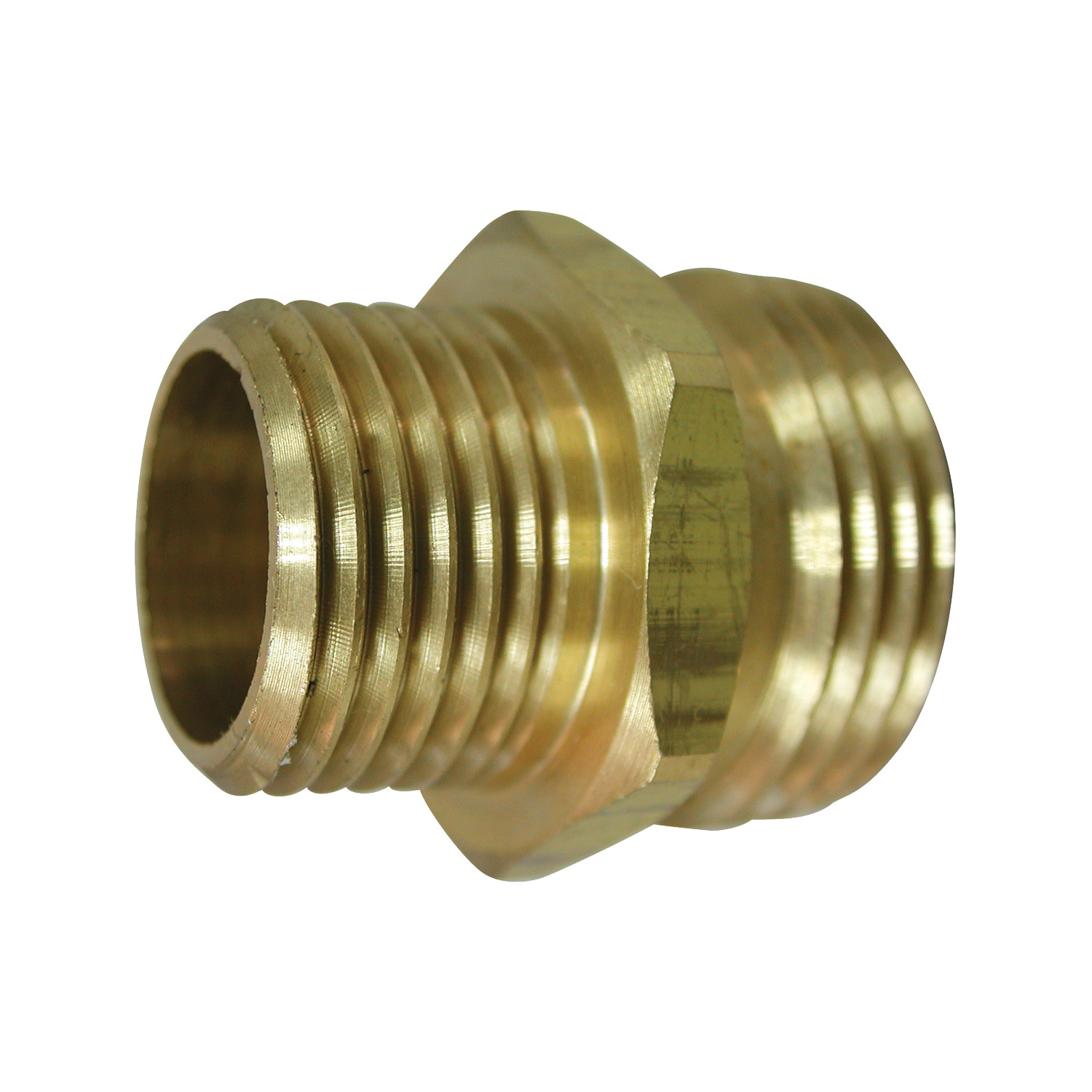 PMB-469LFBC Hose Adapter, 3/4 x 1/2 in, MHT x MIP, Brass, Brass, For: Garden Hose