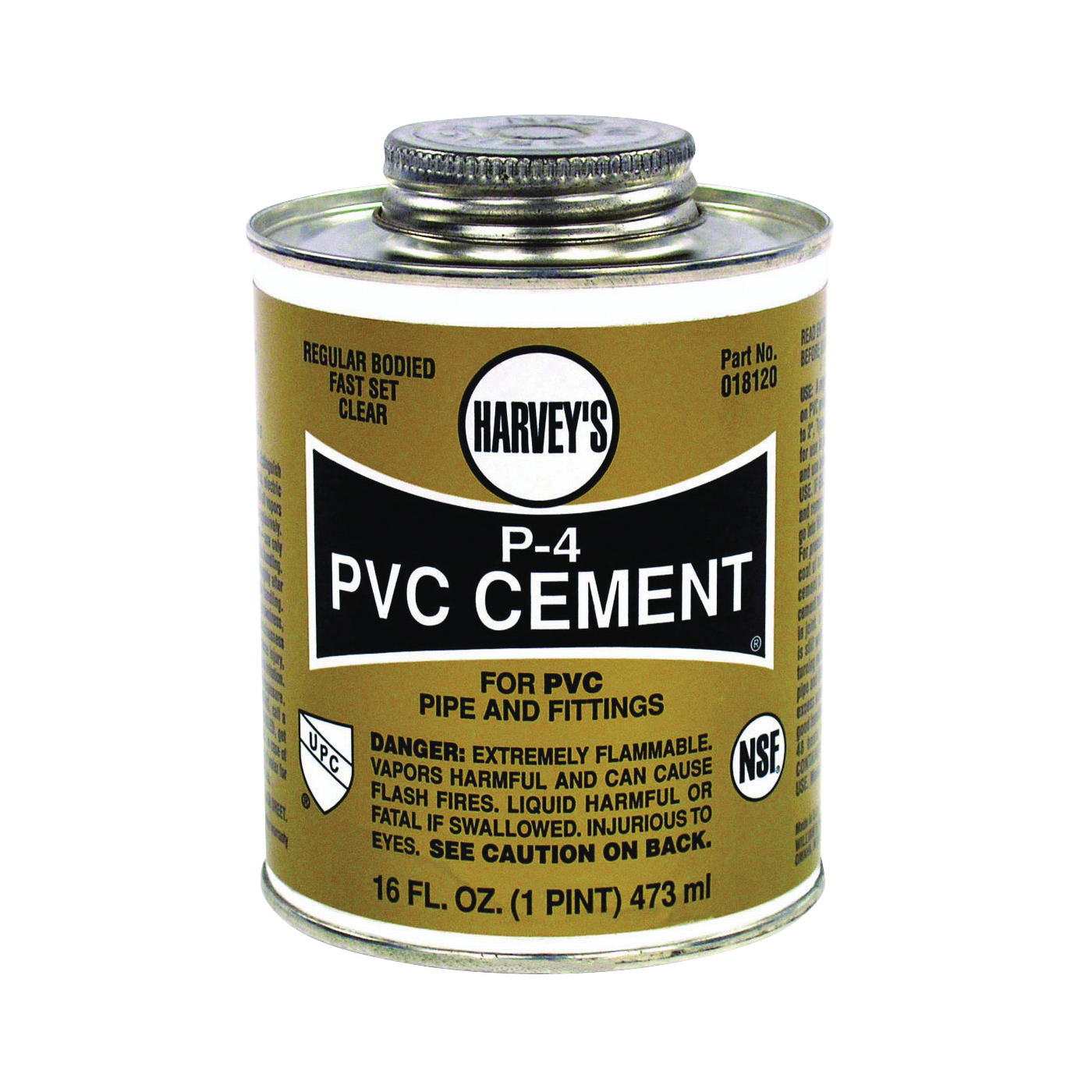 018120-12 Solvent Cement, 16 oz Can, Liquid, Clear