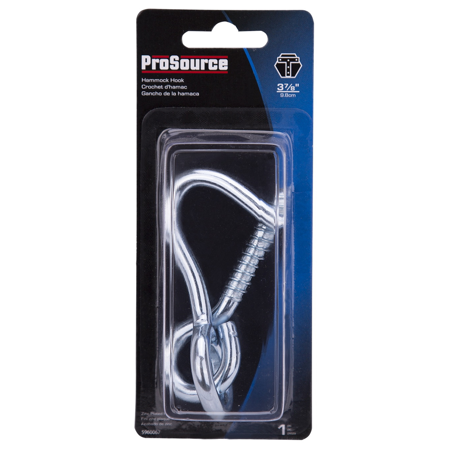 ProSource LR-404-PS Hammock Hook, 1-1/4 in Opening, Steel, Silver, Zinc - 2