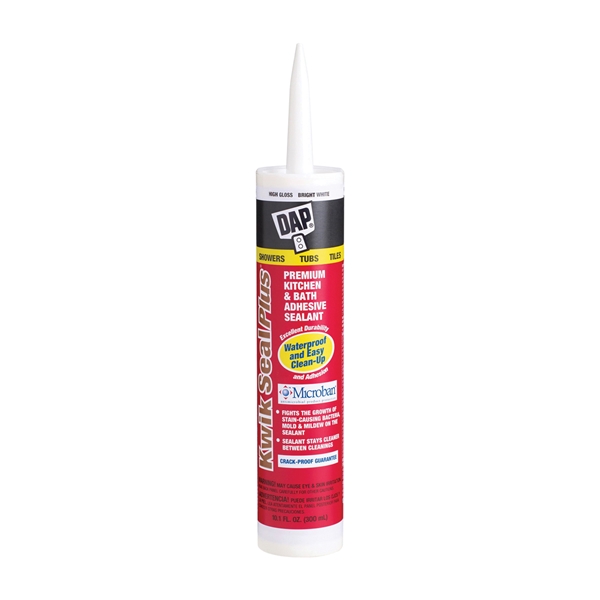 DAP 18510 Adhesive Sealant, White, 24 hr Curing, -20 to 150 deg F, 10.1 oz Cartridge - 1