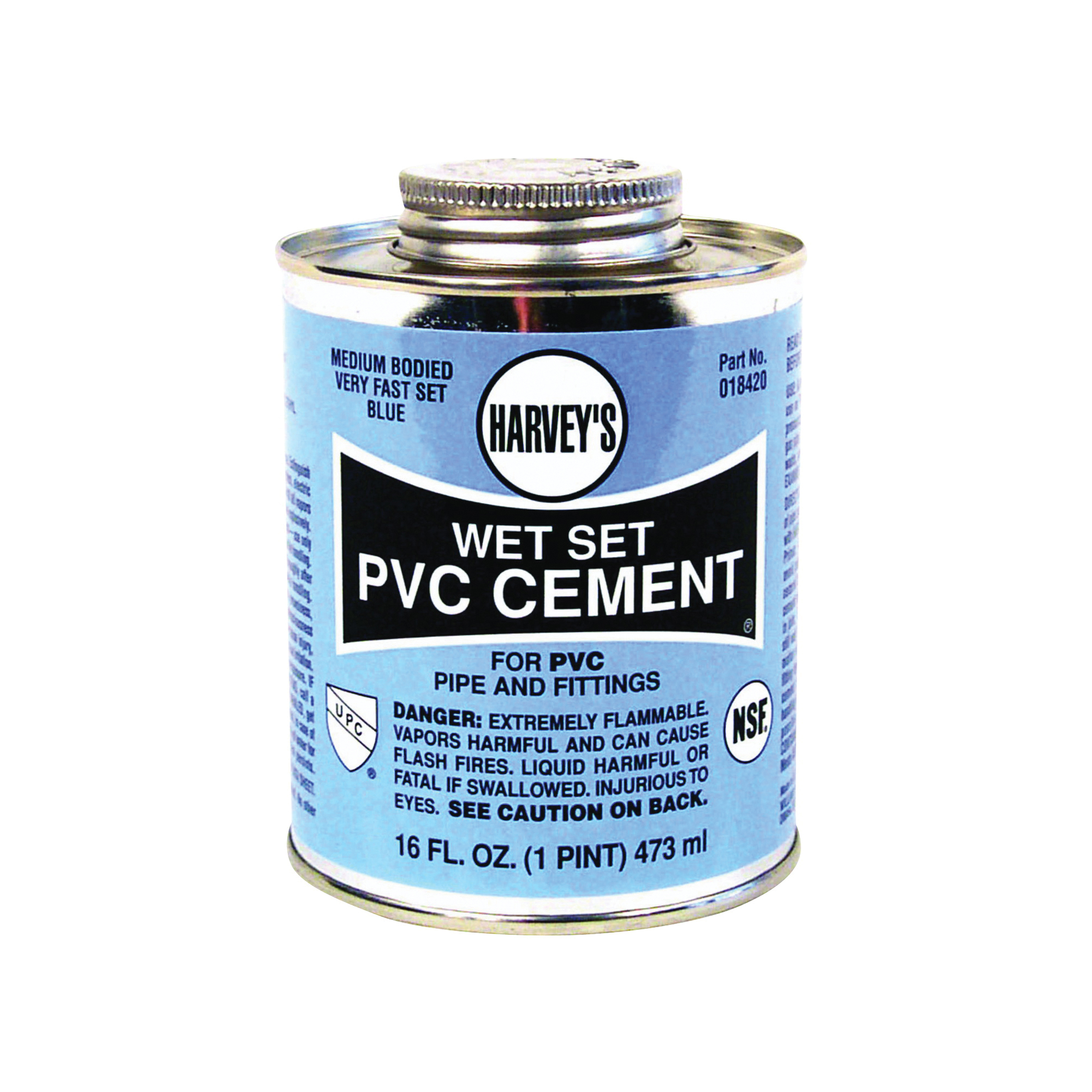 018420-12 Solvent Cement, 16 oz Can, Liquid, Blue