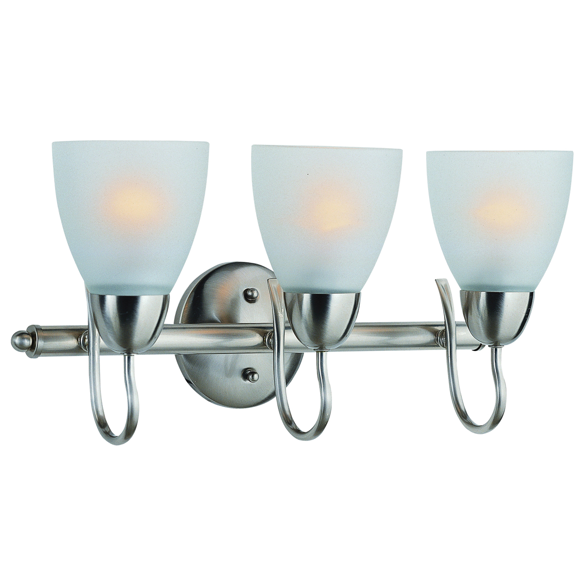 A2242-93L Vanity Bar Fixture, 60 W, 3-Lamp, A19 or CFL Lamp, Steel Fixture, Brushed Nickel Fixture