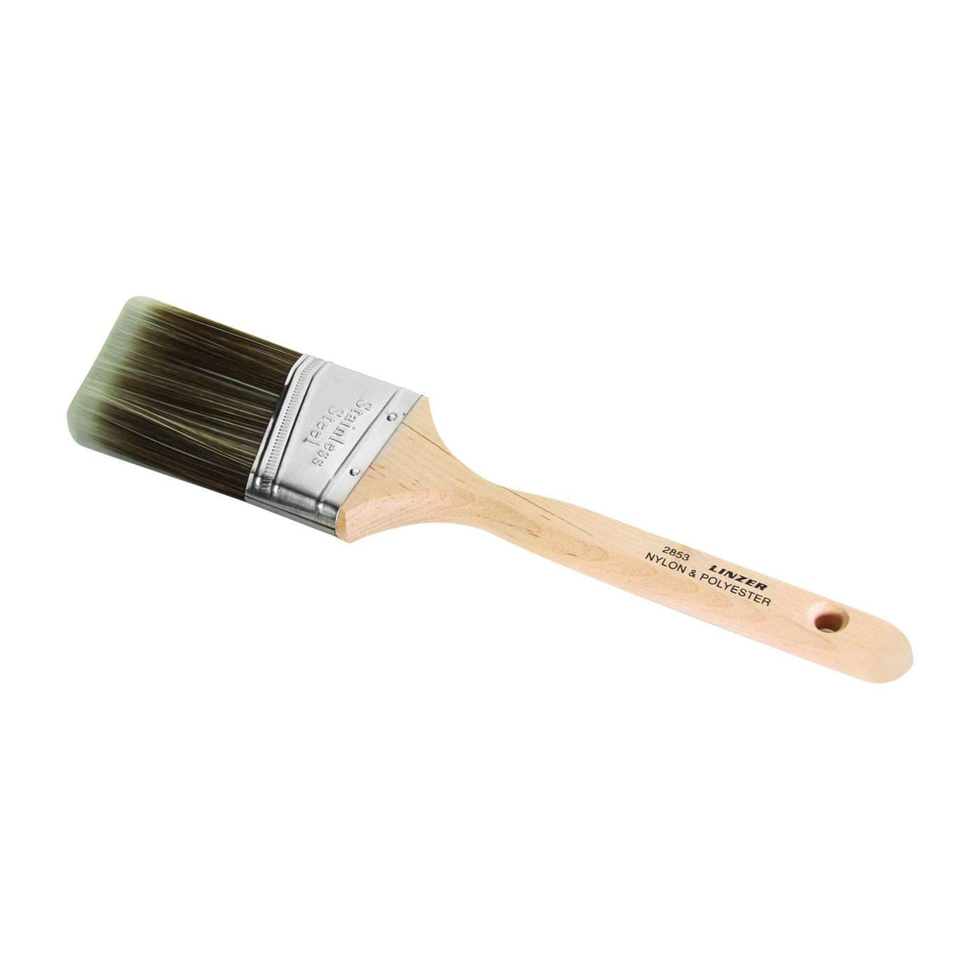 Linzer 2853-2 Paint Brush, 2 in W, 2-3/4 in L Bristle, Nylon/Polyester Bristle, Sash Handle