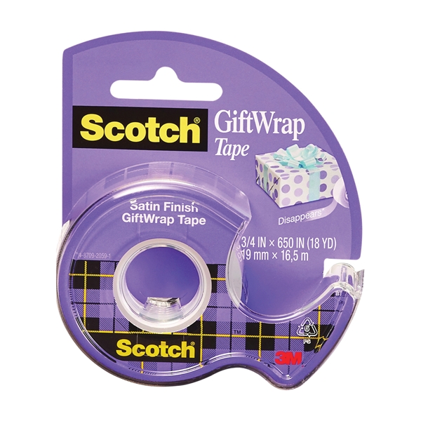 Scotch 15 Giftwrap Tape, 650 in L, 3/4 in W