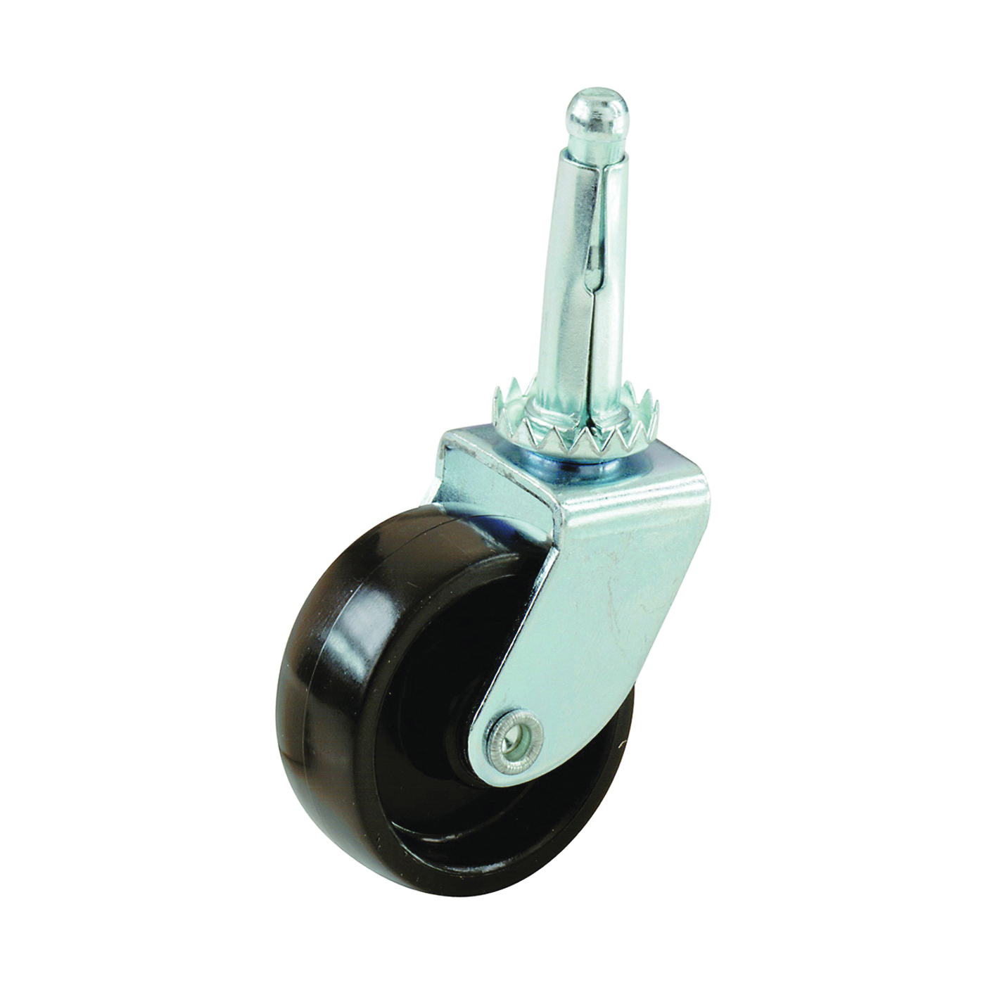 9557 Swivel Caster, 1-1/4 in Dia Wheel, Plastic Wheel, Black, 40 lb
