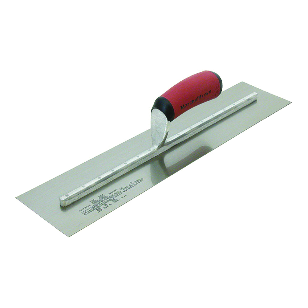 MXS81D Finishing Trowel, 18 in L Blade, 4 in W Blade, Spring Steel Blade, Square End, Curved Handle
