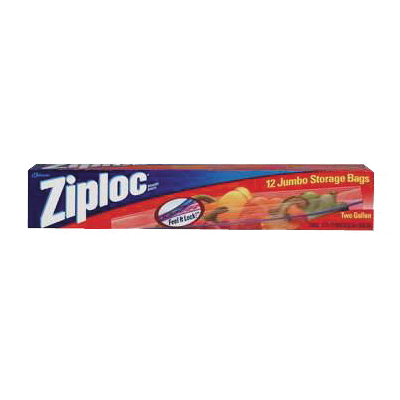 Ziploc 01143 Storage Bag, 2 gal Capacity, Plastic