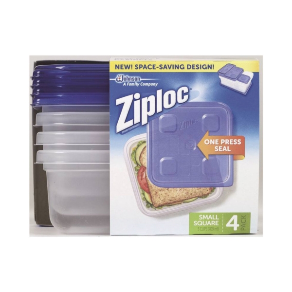 Ziploc 70935 Food Container, 24 oz Capacity, Plastic, Clear, 6-1/8 in L, 6-1/8 in W, 2-1/4 in H