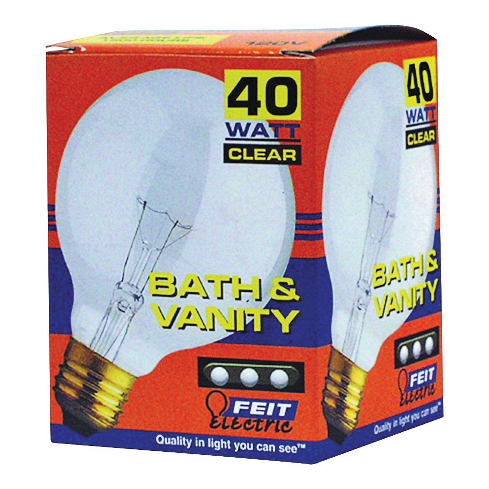 Feit Electric 40G25/RP Incandescent Bulb, 40 W, G25 Lamp, Medium E26 Lamp Base, 2700 K Color Temp, 1500 hr Average Life
