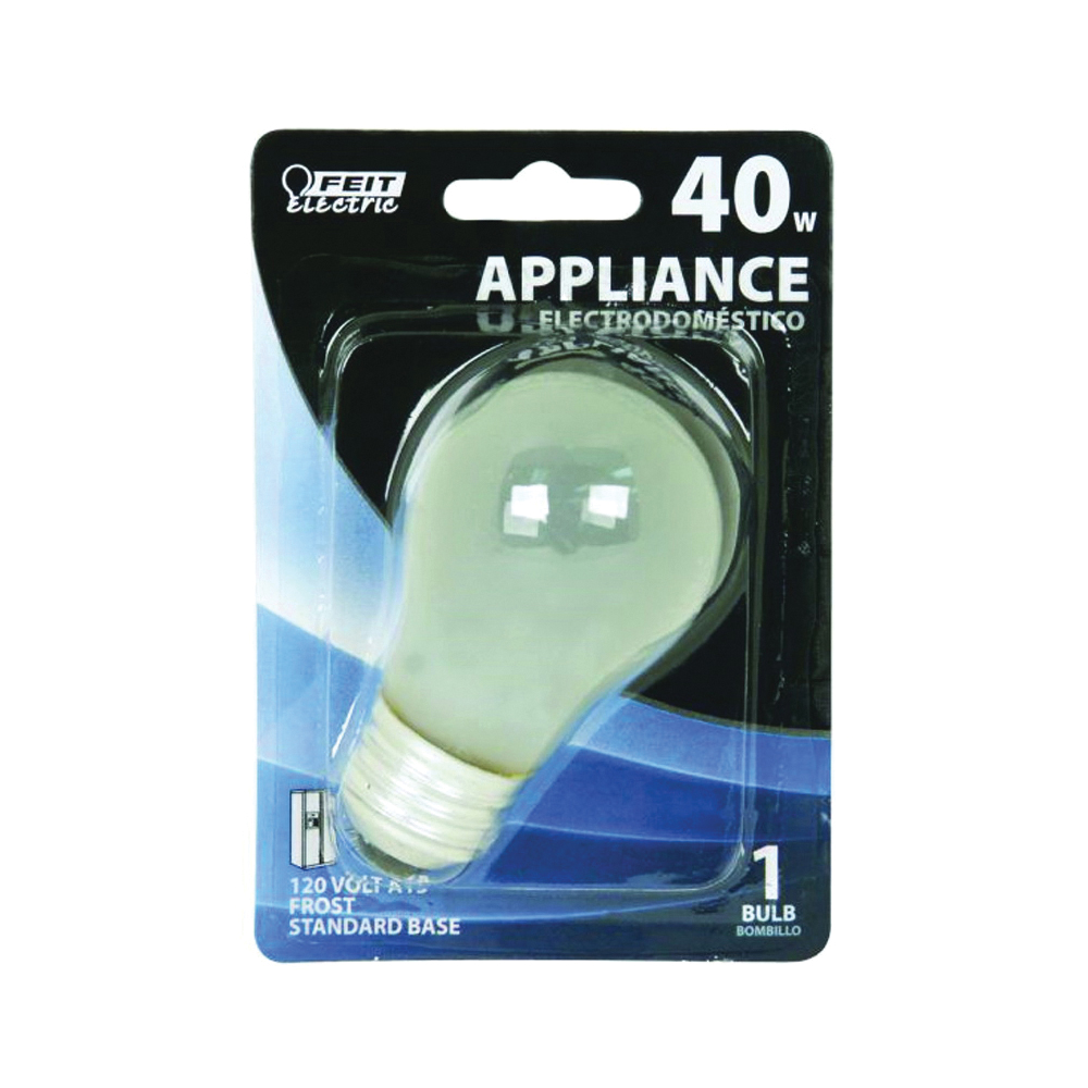 Feit Electric BP40A15 Incandescent Lamp, 40 W, A15 Lamp, Medium E26 Lamp Base, 2700 K Color Temp, 2500 hr Average Life - 1
