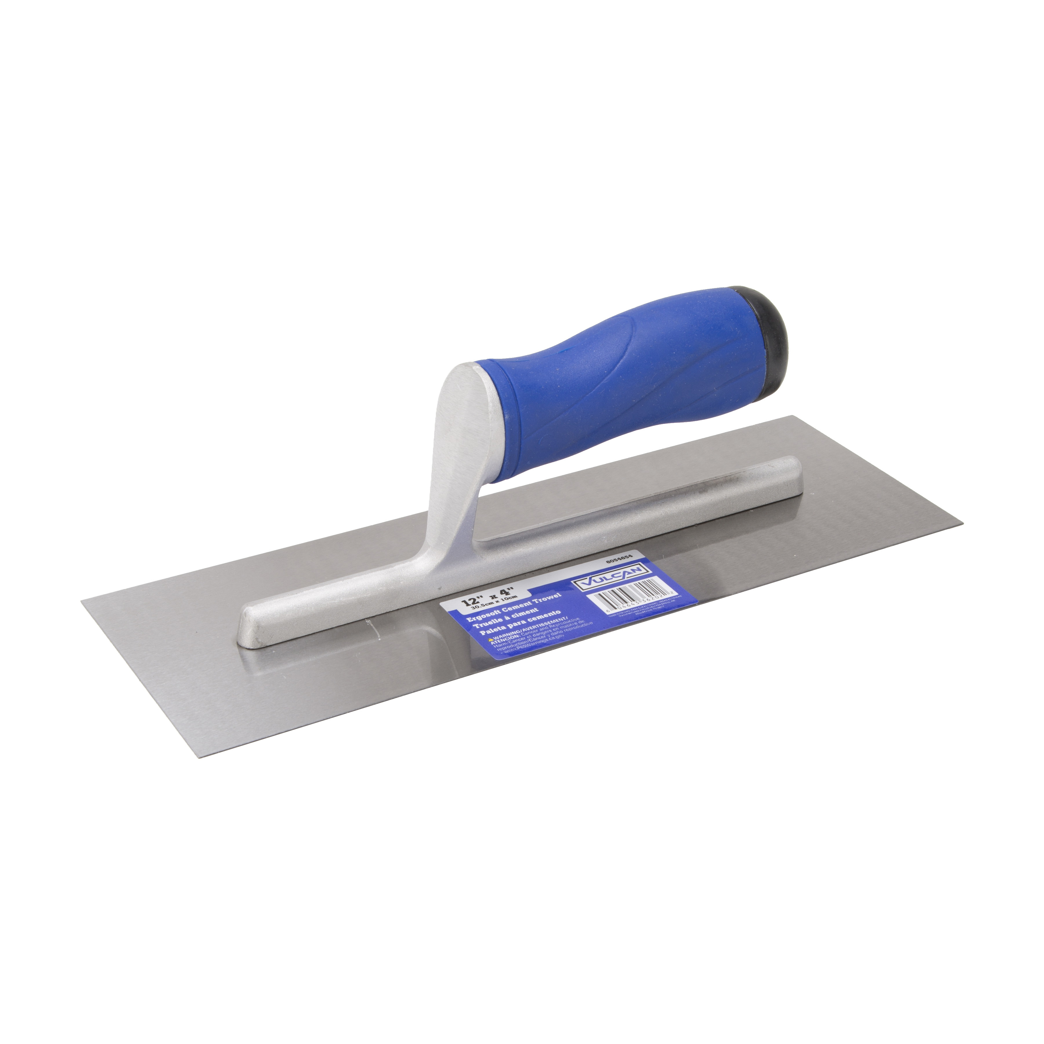 36202 Cement Trowel, 12 in L Blade, 4 in W Blade, Right Angle End, Ergonomic Handle, Plastic Handle