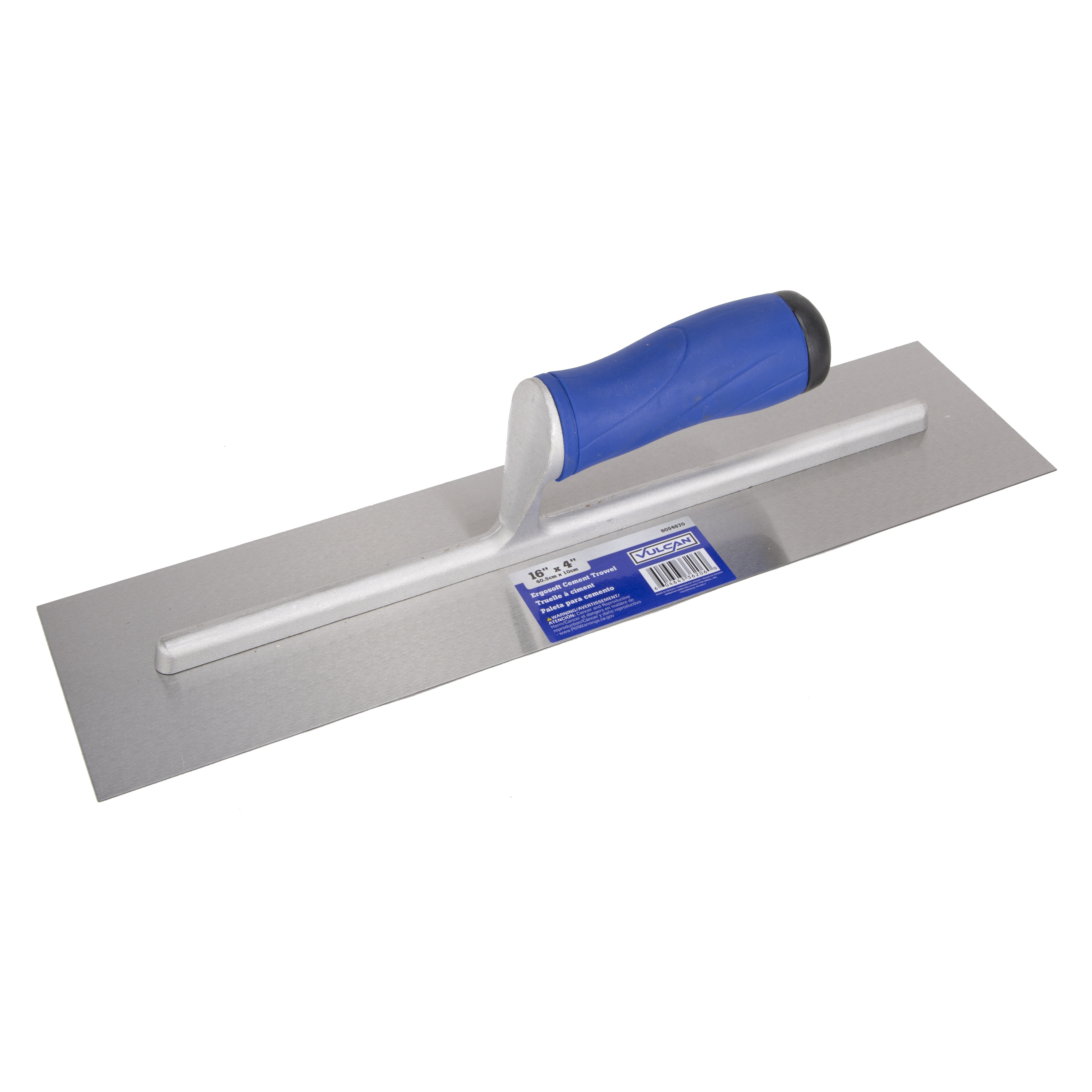 36206 Cement Trowel, 16 in L Blade, 4 in W Blade, Right Angle End, Ergonomic Handle, Plastic Handle