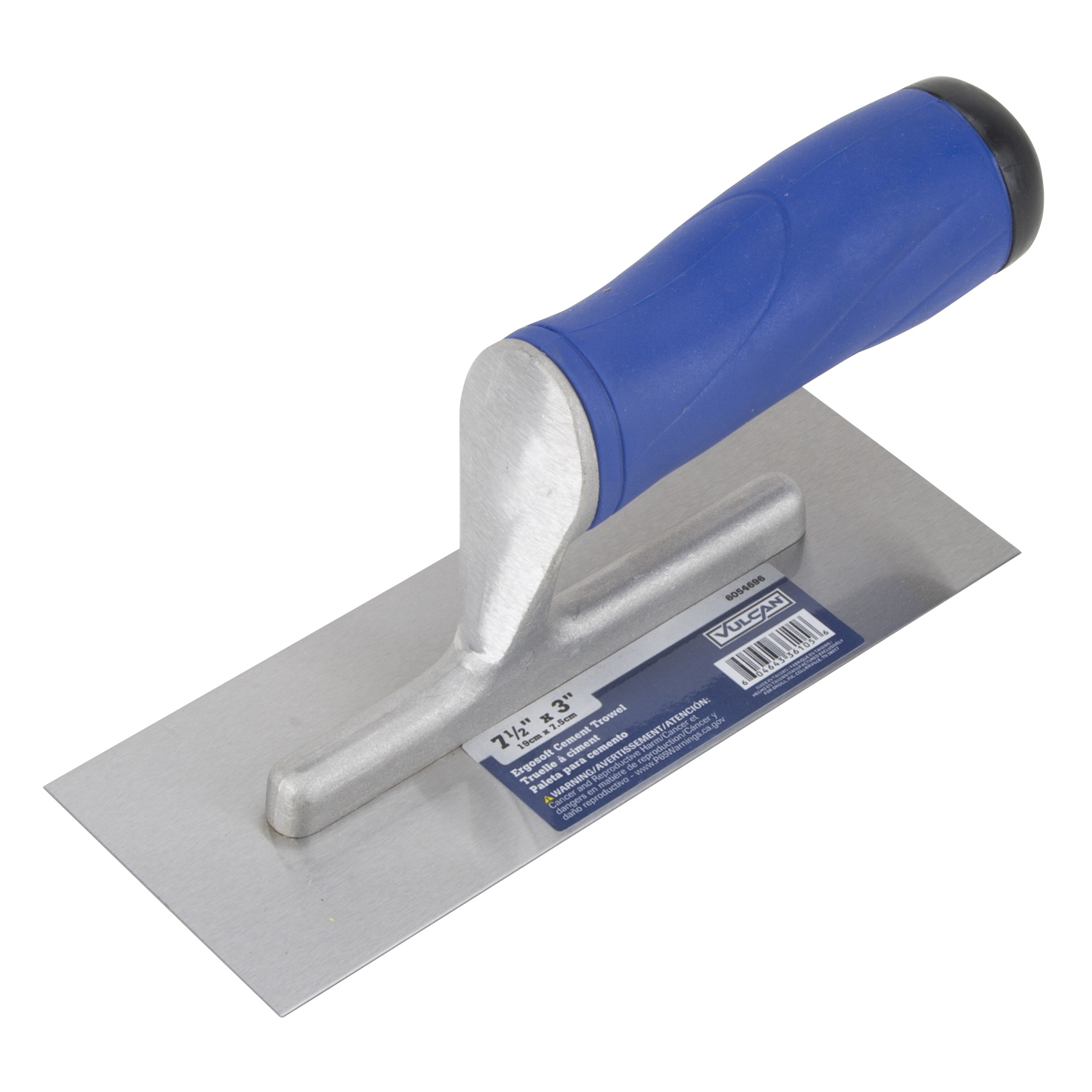 36105 Cement Trowel, 7.5 in L Blade, 3 in W Blade, Right Angle End, Ergonomic Handle, Plastic Handle