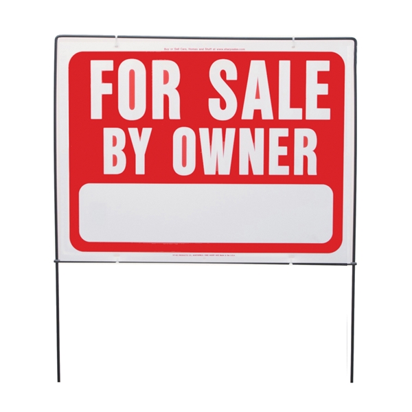 HY-KO RSF-605 Real Estate Sign with Frame, For Sale By Owner, White Legend, Plastic - 1