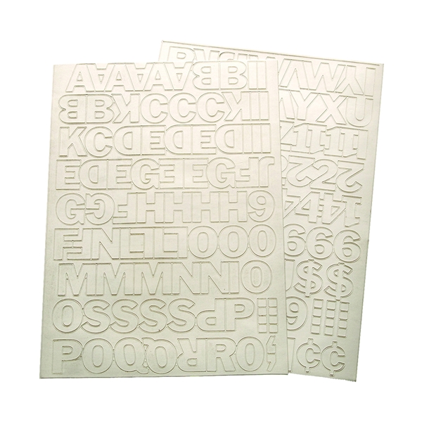 30013 Die-Cut Number and Letter Set, 1 in H Character, White Character, White Background, Vinyl