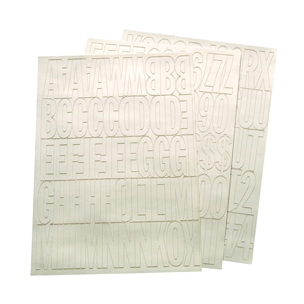 30014 Die-Cut Number and Letter Set, 2 in H Character, White Character, White Background, Vinyl
