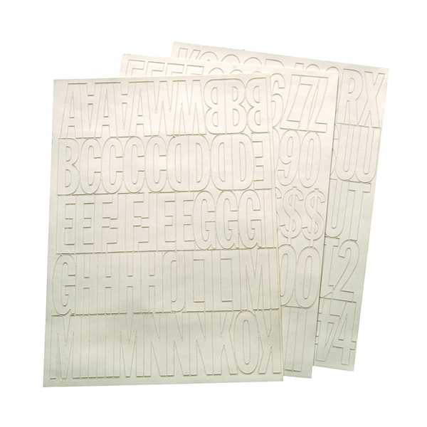 30014 Die-Cut Number and Letter Set, 2 in H Character, White Character, White Background, Vinyl