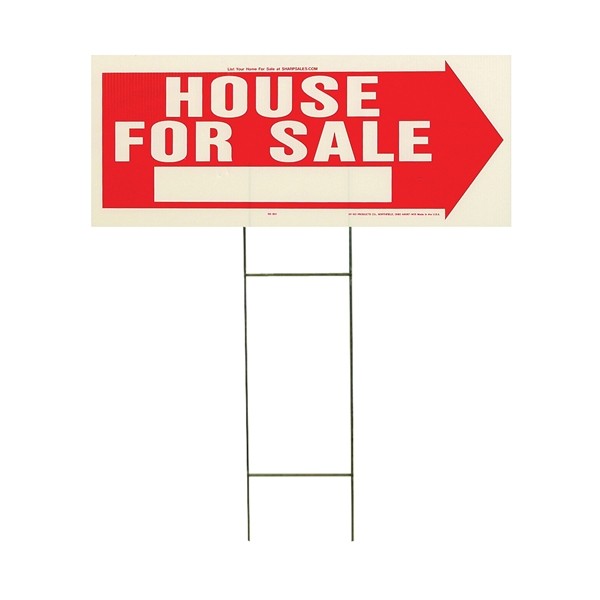 RS-801 Lawn Sign, House For Sale, White Legend, Plastic, 24 in W x 9-1/2 in H Dimensions