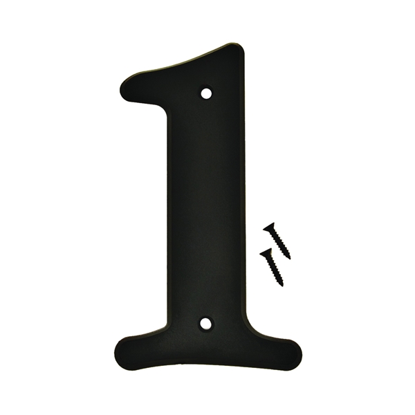 30200 Series 30201 House Number, Character: 1, 6 in H Character, Black Character, Plastic